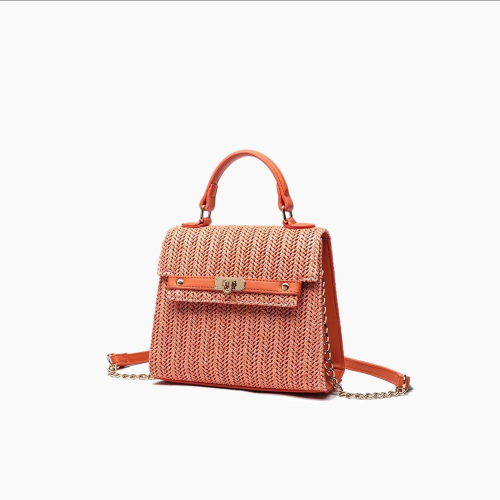 NEW LIKE DREAMS women's neo pastel straw crossbody bag in orange - Picture 2 of 7